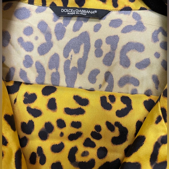 Dolce & Gabbana Yellow Leopard Silk Pajama Set, size 50 IT / 14 US - Picture 2 of 5